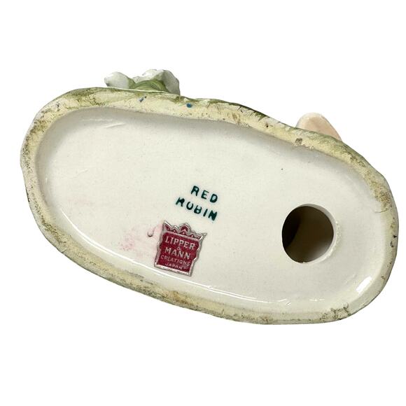 Lipper and Mann Creations Bisque “Red Robin” Figurine Birds & Delicate Flowers! - Picture 7 of 7